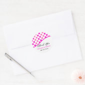 Pink Polka Dots Weddenschap Bedankt Ronde Sticker (Envelop)