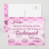 Pink Polka Dots | Wil je mijn bruidsmeisje zijn? Uitnodiging Briefkaart (Voorkant / Achterkant)