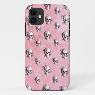 -PINK POLKA SKULL IPHONE CASE- iPhone 11 HOESJE