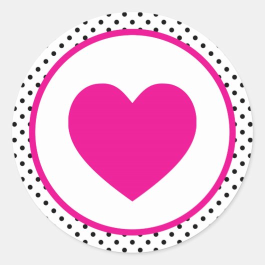 Pink Polkadot Heart Ronde Sticker (Voorkant)