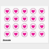 Pink Polkadot Heart Ronde Sticker (Vel)