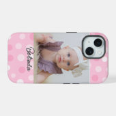 Pink Polkadot Photo Monogram iPhone Case  iPhone 15 Case (Achterkant horizontaal)
