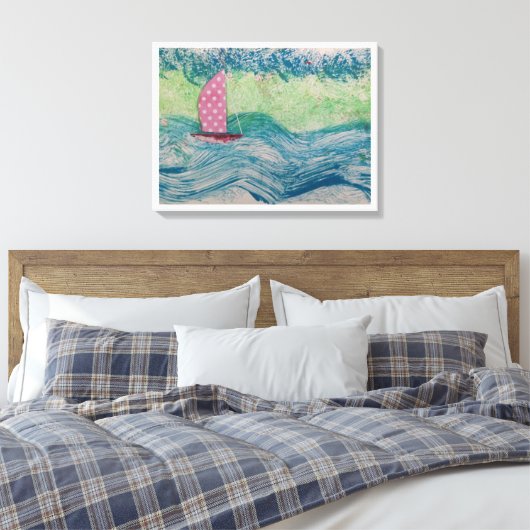 Pink Polkadot Sail Canvas Afdruk (Insitu (Slaapkamer))