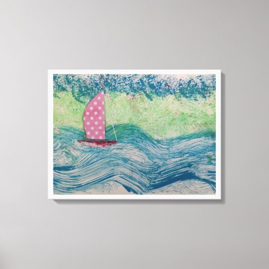 Pink Polkadot Sail Canvas Afdruk (Voorkant)