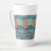 Pink Polkadot Sail Latte Mok (Linkerhoek)