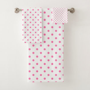 Pink Polkadots Pattern Bad Handdoek