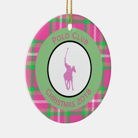 Pink Polo Horse Keramisch Ornament (Rechts)
