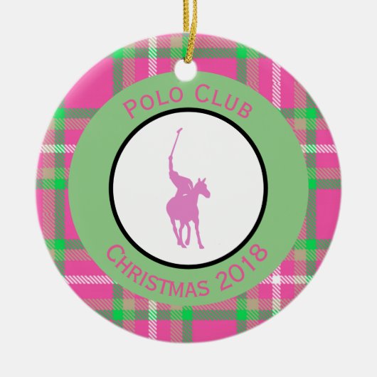 Pink Polo Horse Keramisch Ornament (Voorkant)