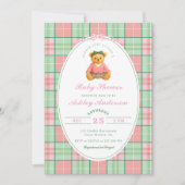 Pink Polo Teddy Bear Girl Baby shower Kaart (Voorkant)