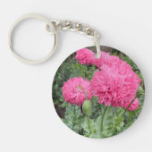 Pink Pom Pom Poppies Sleutelhanger (Voorkant)