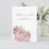 PINK Pompoenoogst - Plat Tafelkaart Kaart (Staand voorkant)