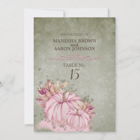 PINK Pompoenoogst - Platte Tafelkaart Kaart (Voorkant)