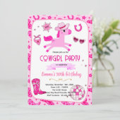 Pink Pony cowgirl party invitation Kaart (Staand voorkant)