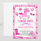 Pink Pony cowgirl party invitation Kaart (Voorkant / Achterkant)