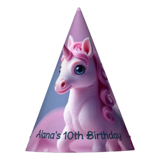 Pink Pony Unicorn Birthday Party Hat Feesthoedjes (Voorkant)