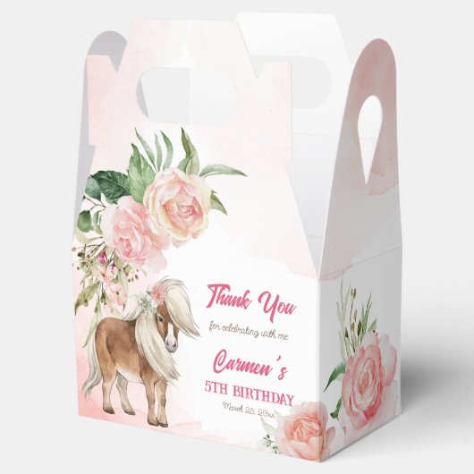 Pink pony verjaardag duizelig op cowgirl feest bedankdoosjes (Geopend)