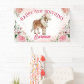 Pink pony verjaardag duizelig op cowgirl feest spandoek (Insitu)