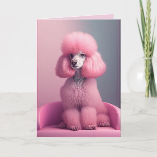 PINK POODLE ART BIRTHDAY KAART (Voorkant)