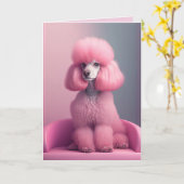 PINK POODLE ART BIRTHDAY KAART (Gele Bloem)