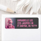 PINK POODLE ART RETURN ADDRESS ETIKETTERS ETIKET (Insitu)