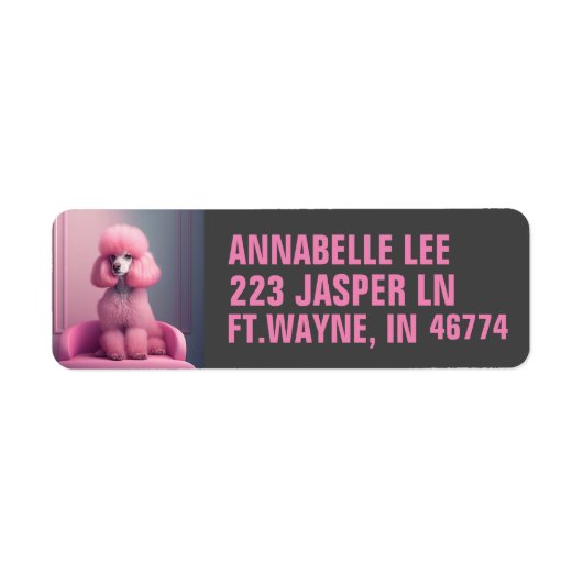 PINK POODLE ART RETURN ADDRESS ETIKETTERS ETIKET (Voorkant)