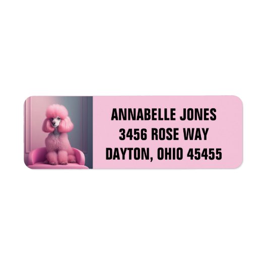 PINK POODLE ART RETURN ADDRESS ETIKETTERS ETIKET (Voorkant)