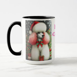 Pink Poodle Christmas Coffee Mok