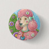 PINK POODLE DOG BUTTON Round (Voorkant)