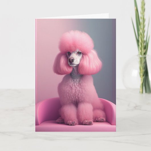PINK POODLE DOG NOTECARDS NOTITIEKAARTJE (Voorkant)