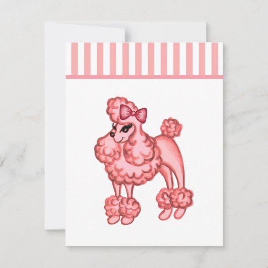 Pink Poodle Invitation Kaart (Voorkant)