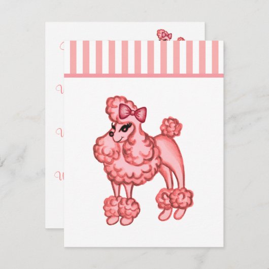 Pink Poodle Invitation Kaart (Voorkant / Achterkant)