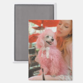 Pink poodle magnet, pink poodle gift magnet (Voorkant / Achterkant)