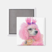 Pink poodle magnet, poodle decor magneet (Voorkant / Achterkant)