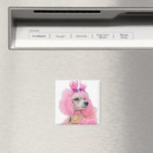 Pink poodle magnet, poodle decor magneet (Insitu (Vaatwasser))