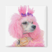 Pink poodle magnet, poodle decor magneet (Voorkant)