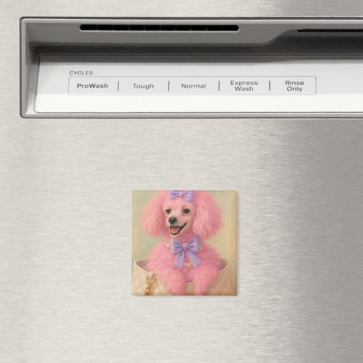 Pink poodle magnet, poodle decor magneet (Insitu (Vaatwasser))