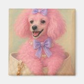 Pink poodle magnet, poodle decor magneet (Voorkant)