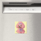 Pink poodle magnet, poodle decor magneet (Insitu (Vaatwasser))