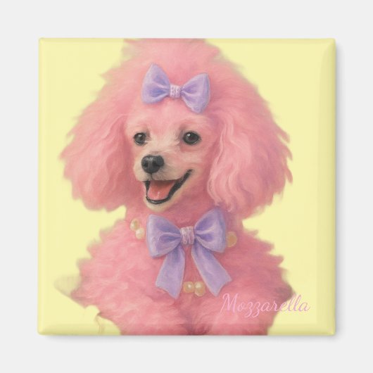 Pink poodle magnet, poodle decor magneet (Voorkant)