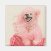 Pink poodle magnet, poodle decor magneet (Voorkant)