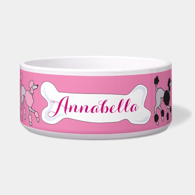 PINK POODLE  naam Dogfood Pet Bowl Voerbakje (Voorkant)