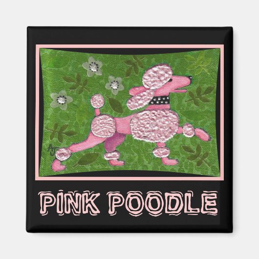 PINK POODLE PARADE - speelse poedelmagneet Magneet (Voorkant)