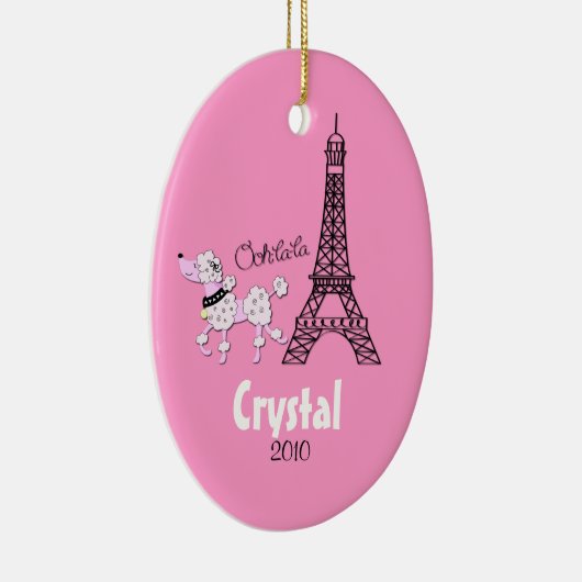 PINK POODLE Persoonlijke kerstversiering Keramisch Ornament (Rechts)