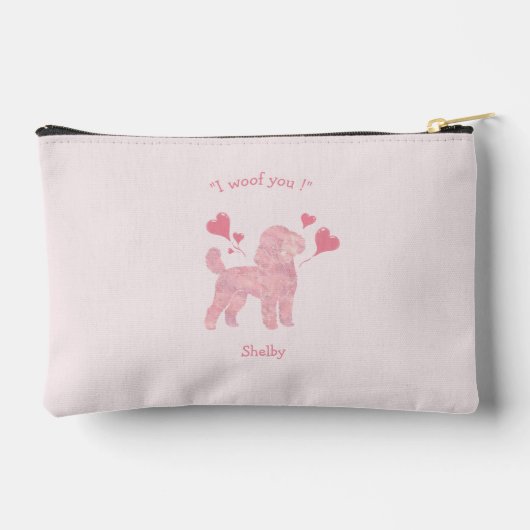 Pink Poodle Pouch | Custom Dog Mom Accessory Bag Etui (Achterkant)
