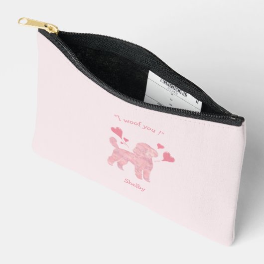 Pink Poodle Pouch | Custom Dog Mom Accessory Bag Etui (Open)
