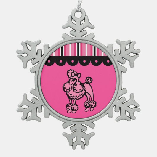 Pink Poodle Snowflake Ornament (Voorkant)
