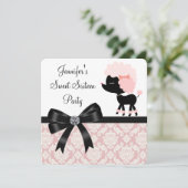 Pink Poodle Sweet 16 Verjaardagsfeest Kaart (Staand voorkant)