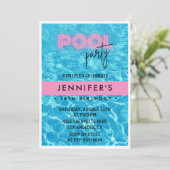 Pink Pool Party 36e verjaardagsuitnodiging Kaart (Staand voorkant)
