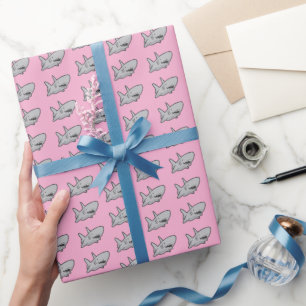 Pink Pool Party Beach Verjaardag Shark Cadeaupapier