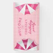 Pink Pool Party Verjaardag Welkom Spandoek (Verticaal)